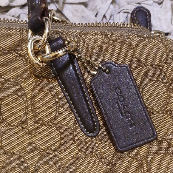 Coach Tan and Brown Signature Satchel - Picture 3 of 11